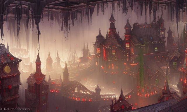 Sinister Santa's Sweatshop: Detailed Matte Painting