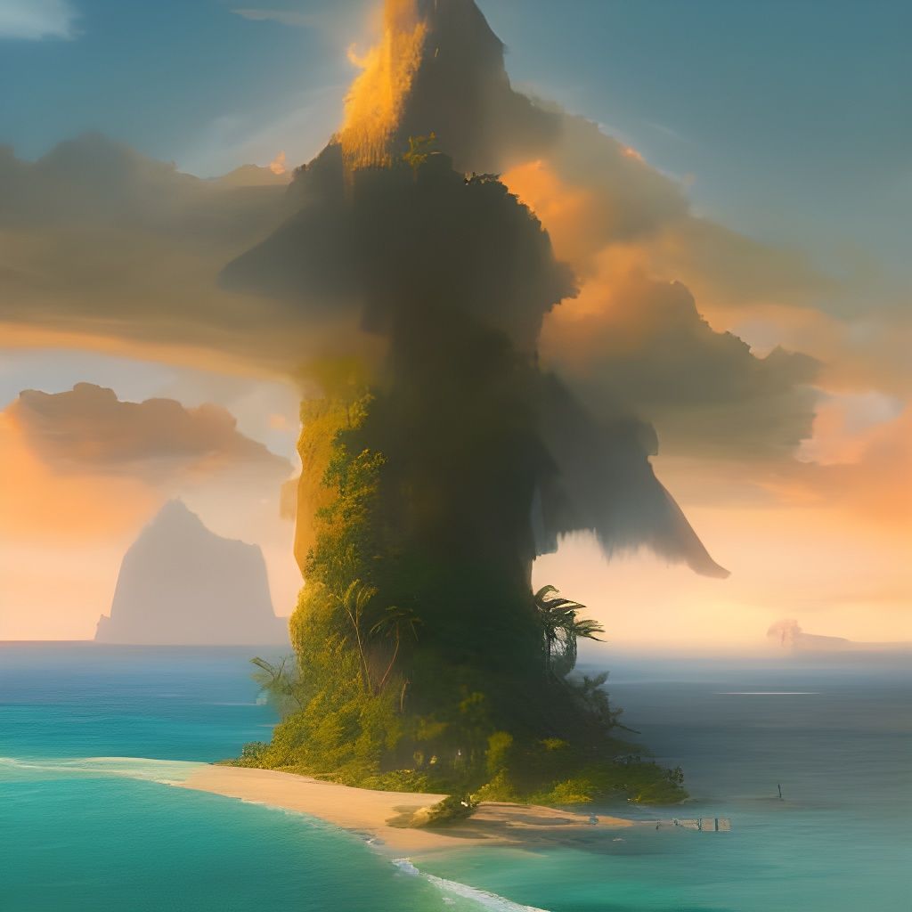 Tropical Island Shore in Fantasycore Style