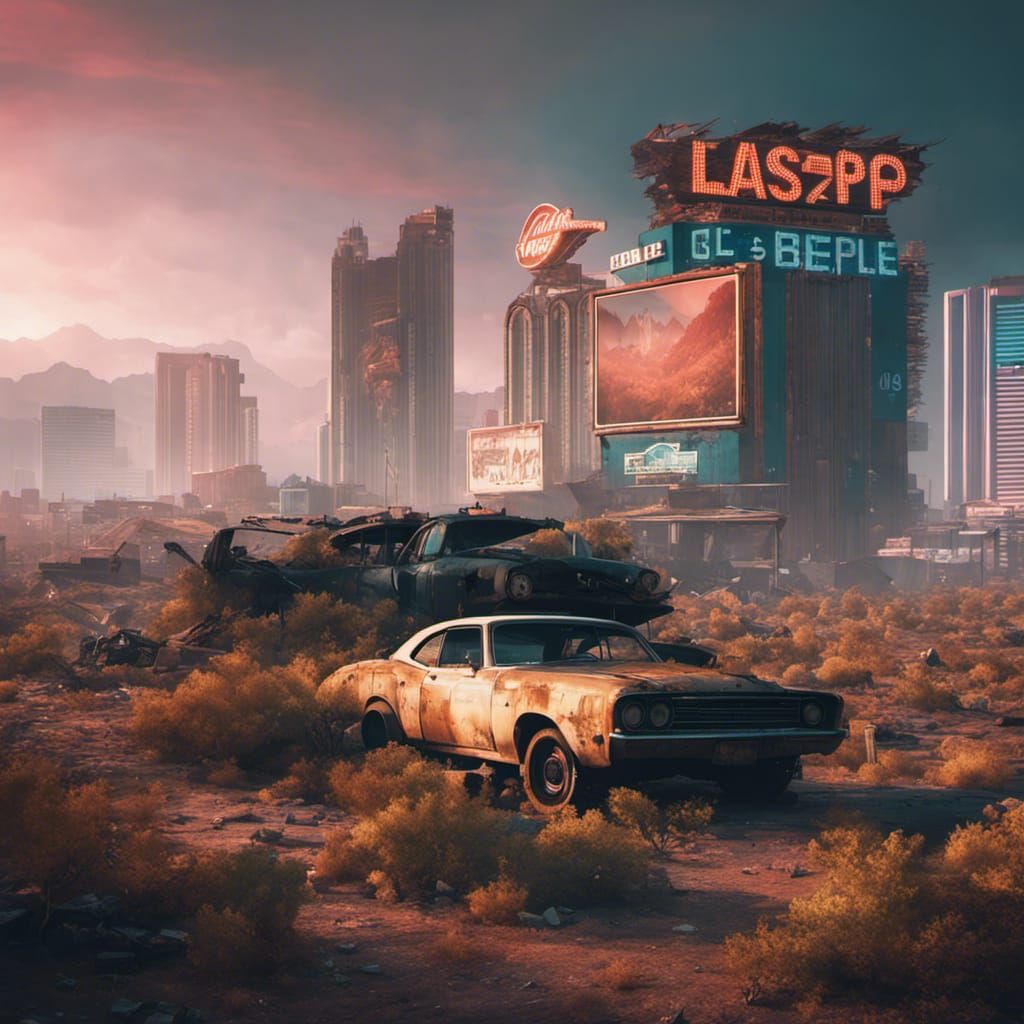Post-Apocalyptic Las Vegas: A Decayed Beeple-esque Scene