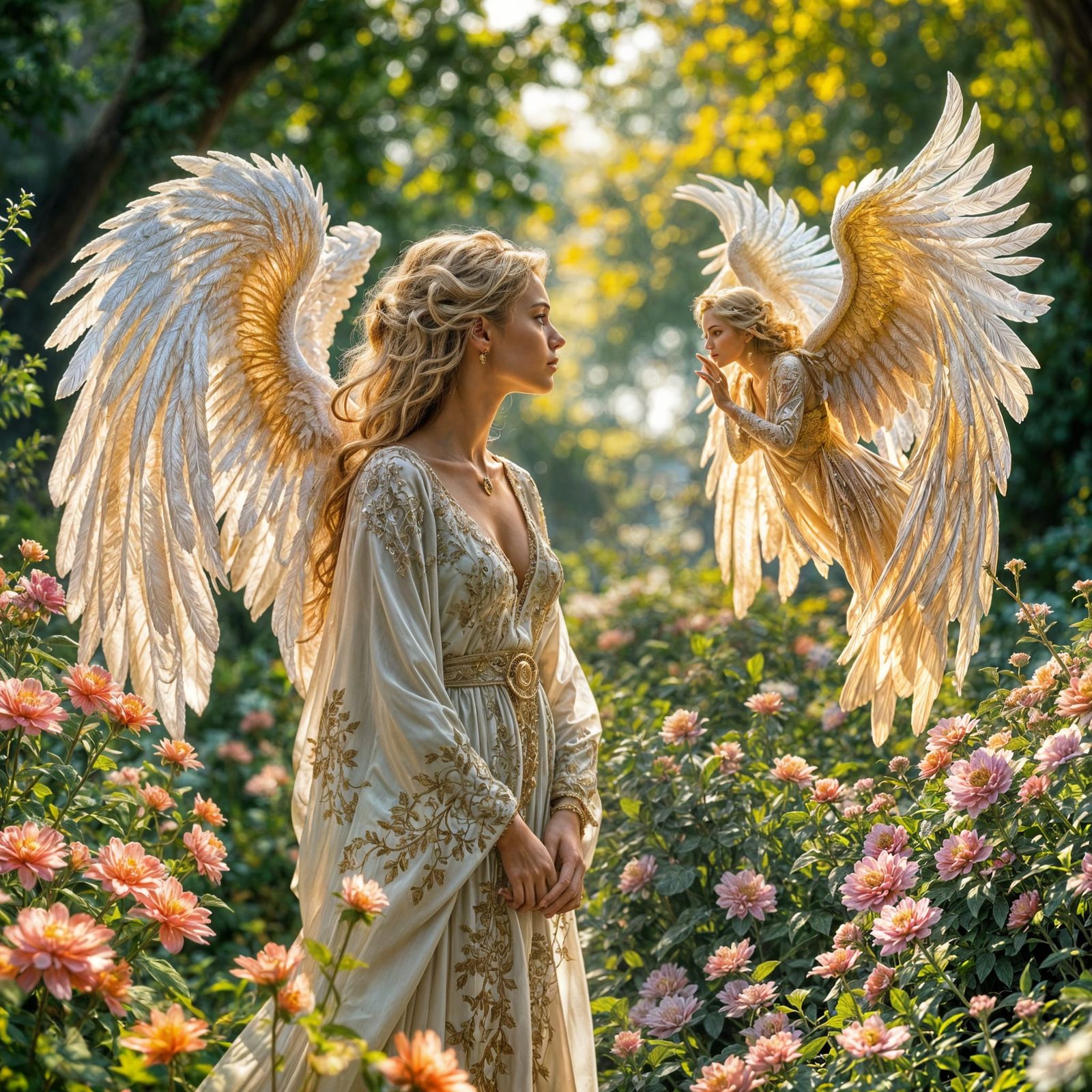 Angels Engage in a Thoughtful Conversation