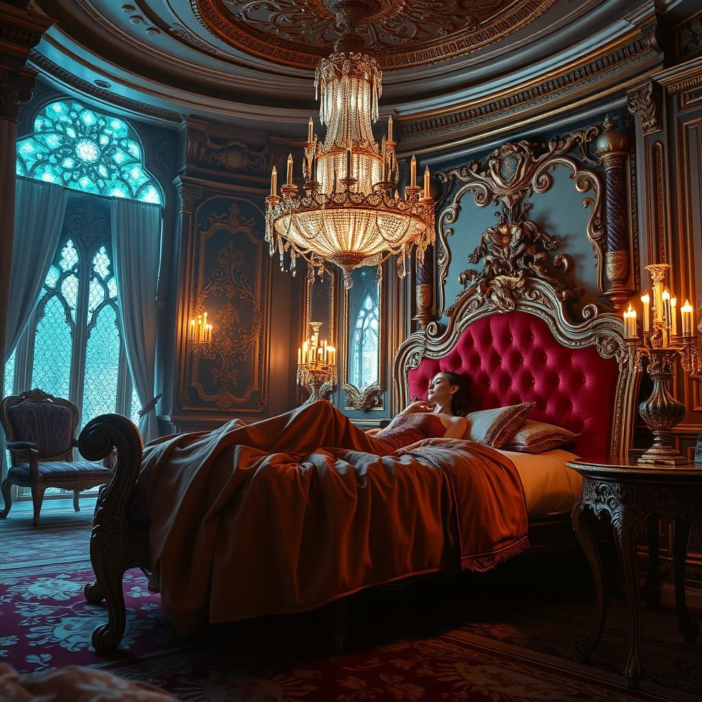 Elegant Mystery in a Lavish Chamber Concept Art