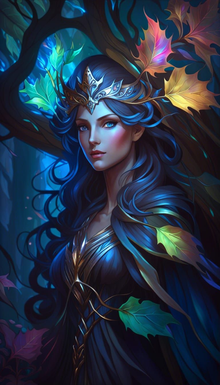 Ethereal Ancient Tree Spirit in Medieval Fantasy Style