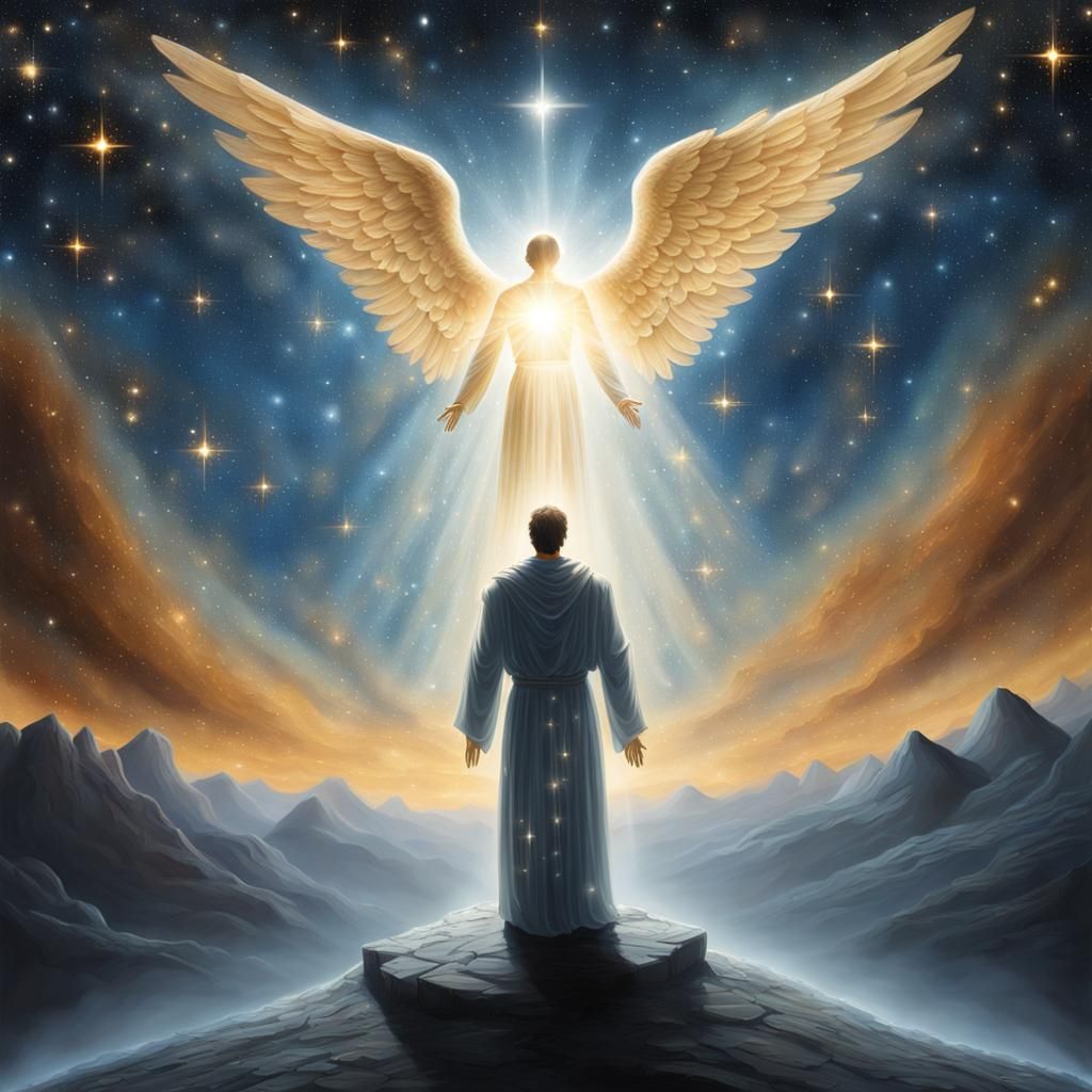 Celestial Angel Heals Man: A Cosmic Transformation