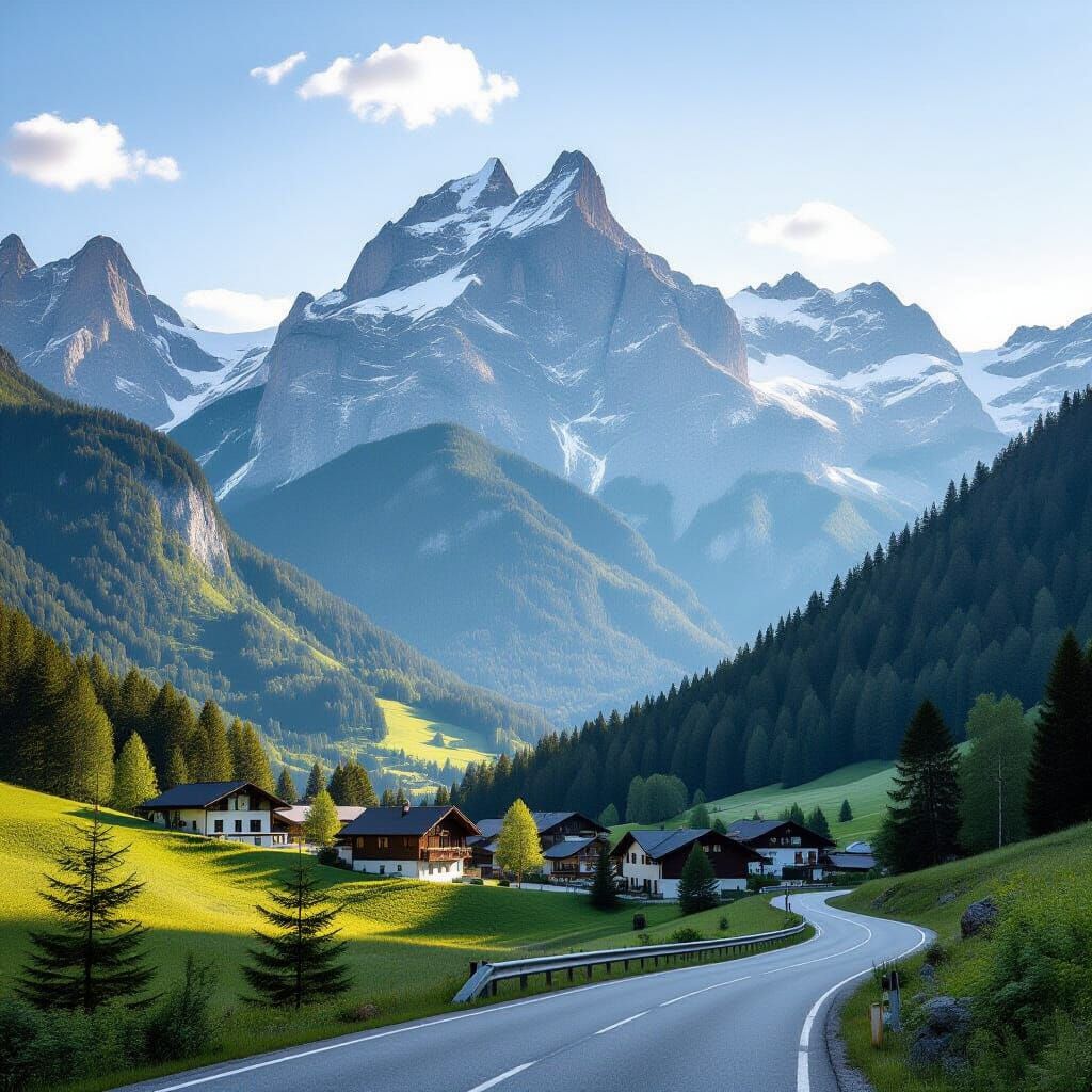 Majestic Mountain Village in Crisp Detail