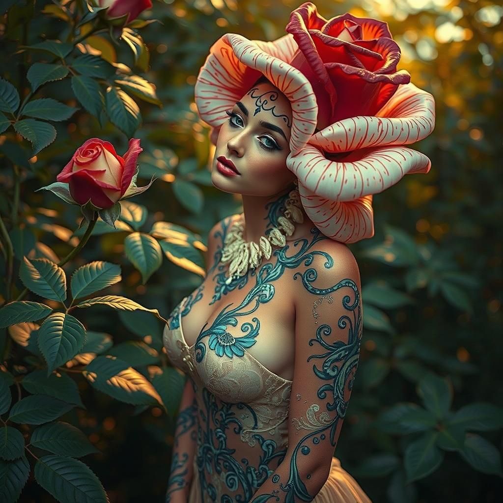 Rose Model in Avant-Garde Fashion