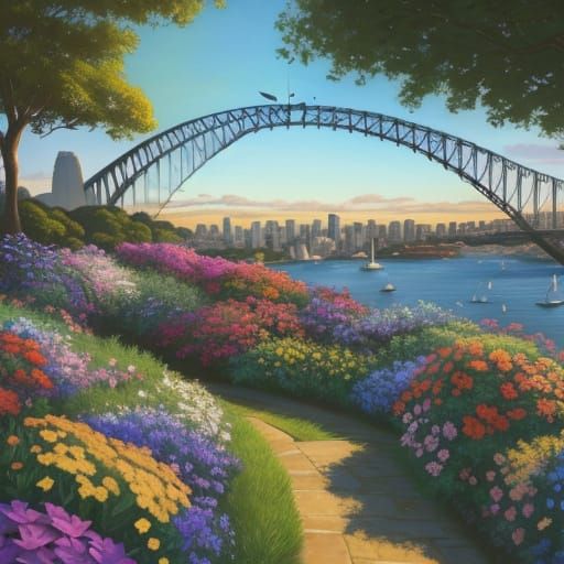 Romantic Sydney Harbour Proposal in Vibrant Oil Painting