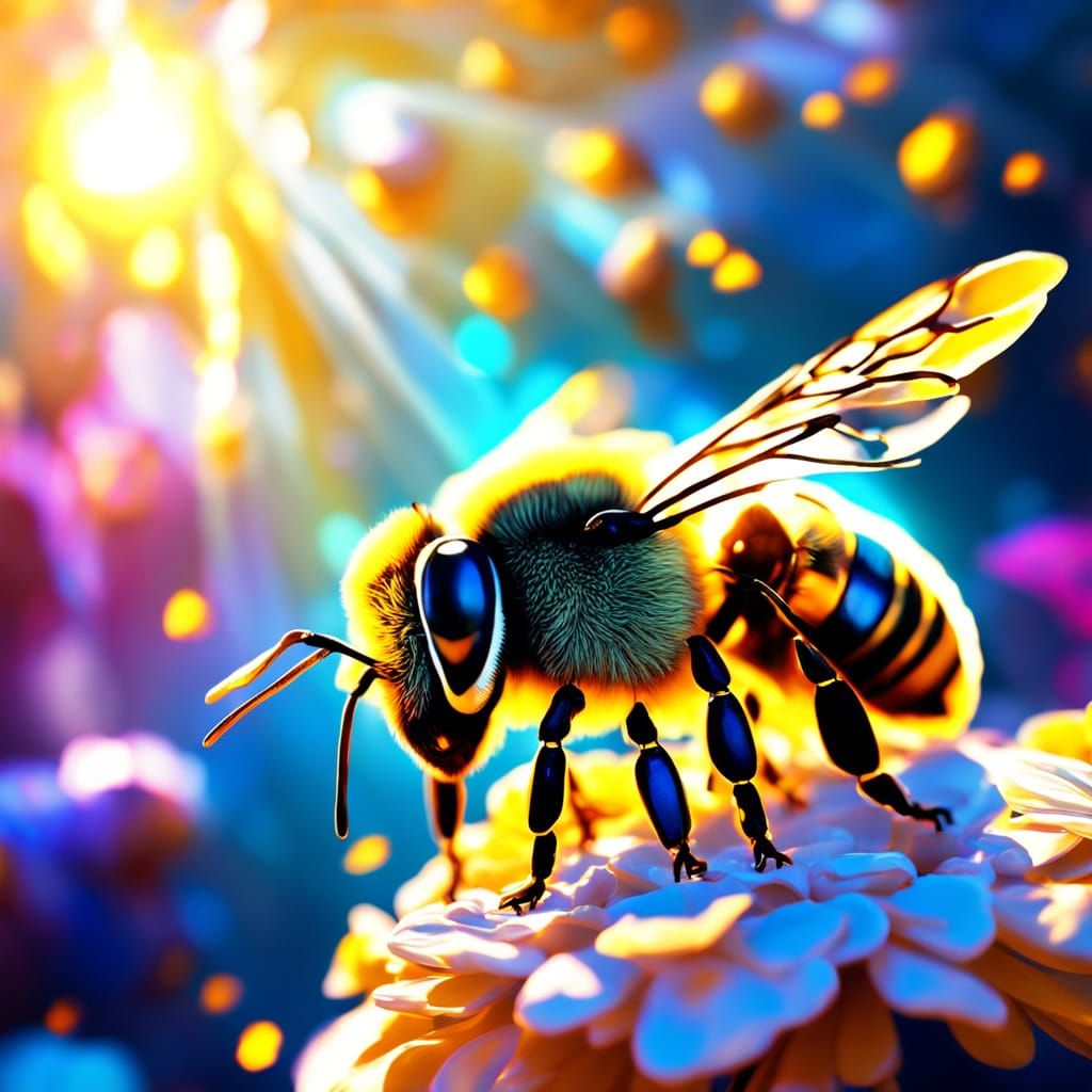 Bee and Saint in a Dreamlike Surrealist Scene