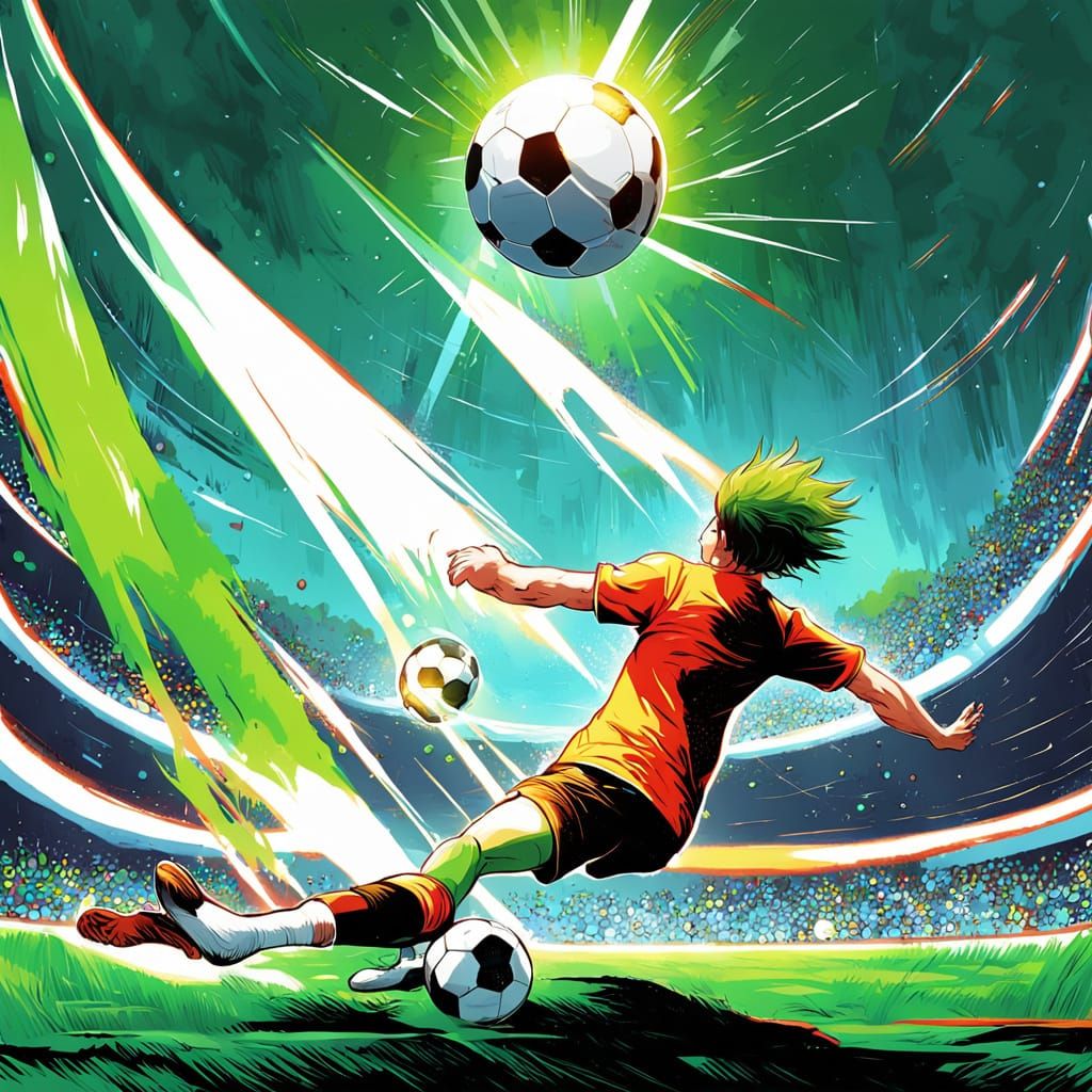 Soccer Player in Action on a Vibrant Green Field
