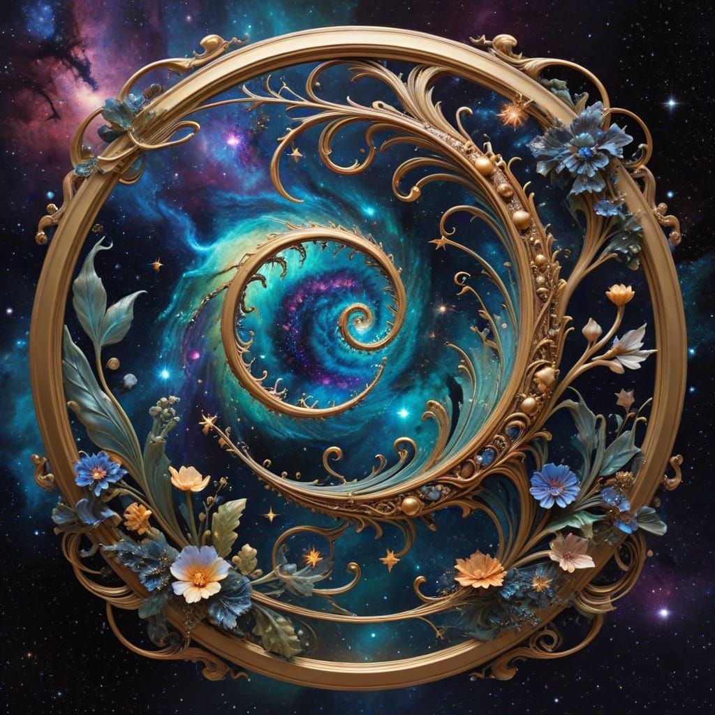Art Nouveau Celestial Embrace of Alien Universe