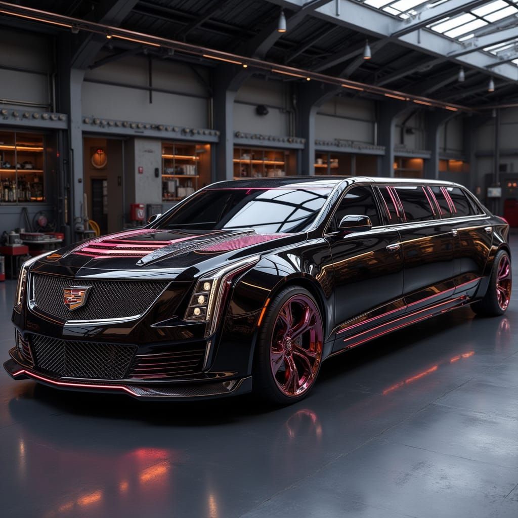 Hyperrealistic Cadillac Limo in Showroom