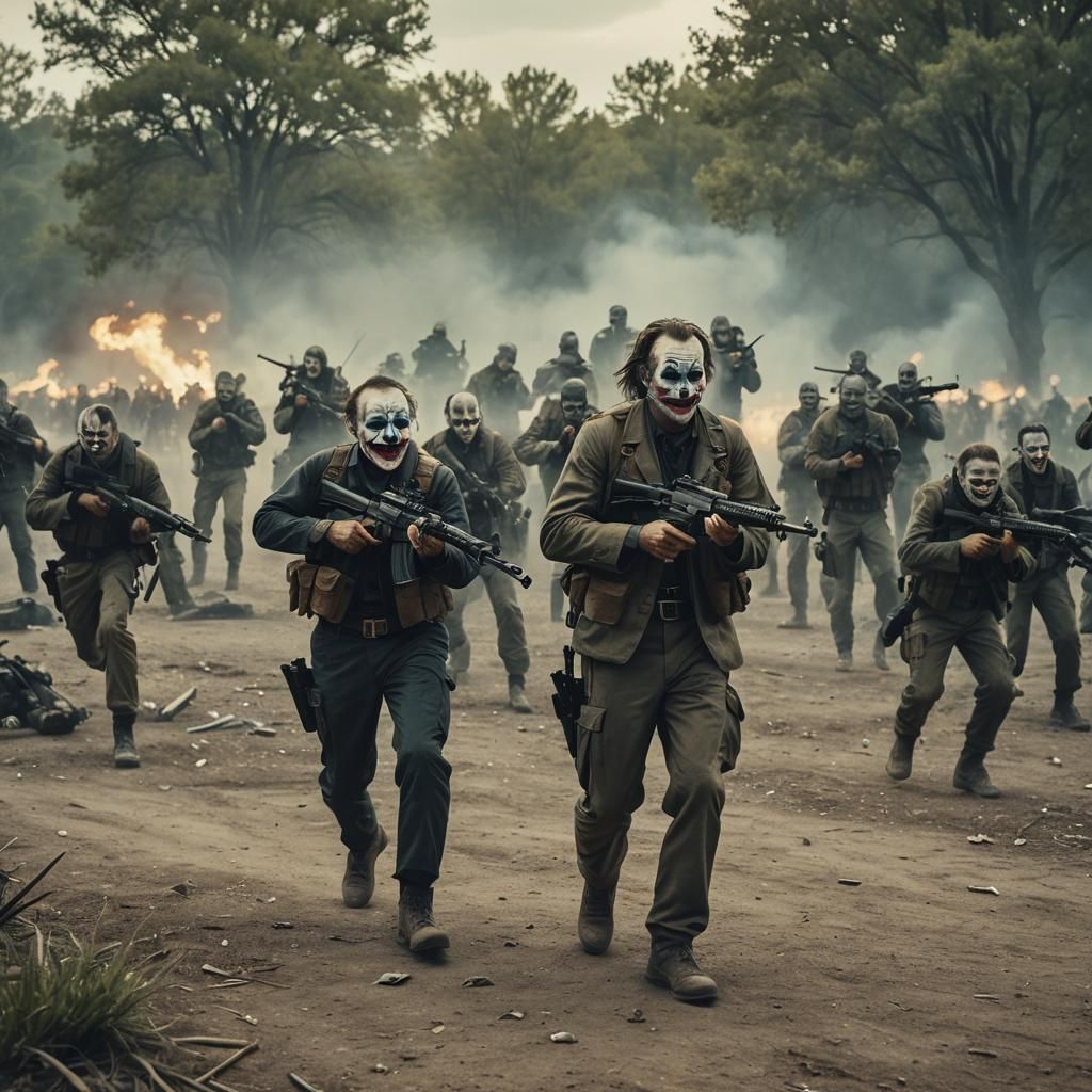 Cinematic Multitude of Jokers with Machine Guns