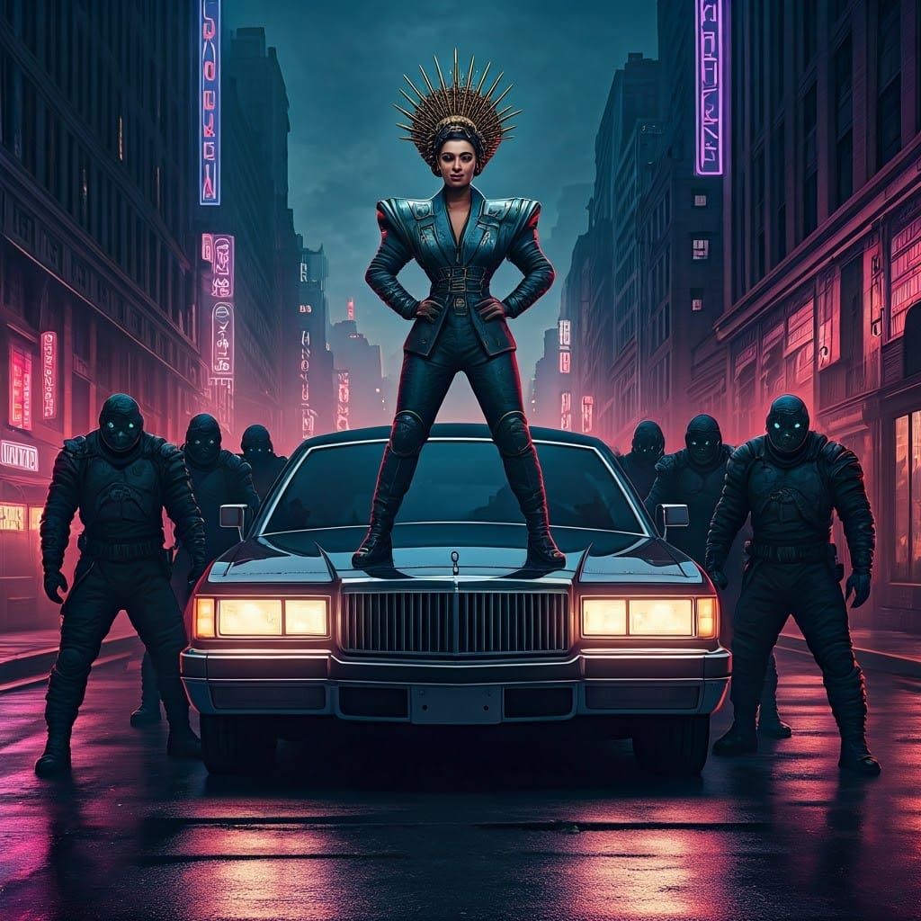 Regal Matriarch on Limousine: Futuristic Film Noir