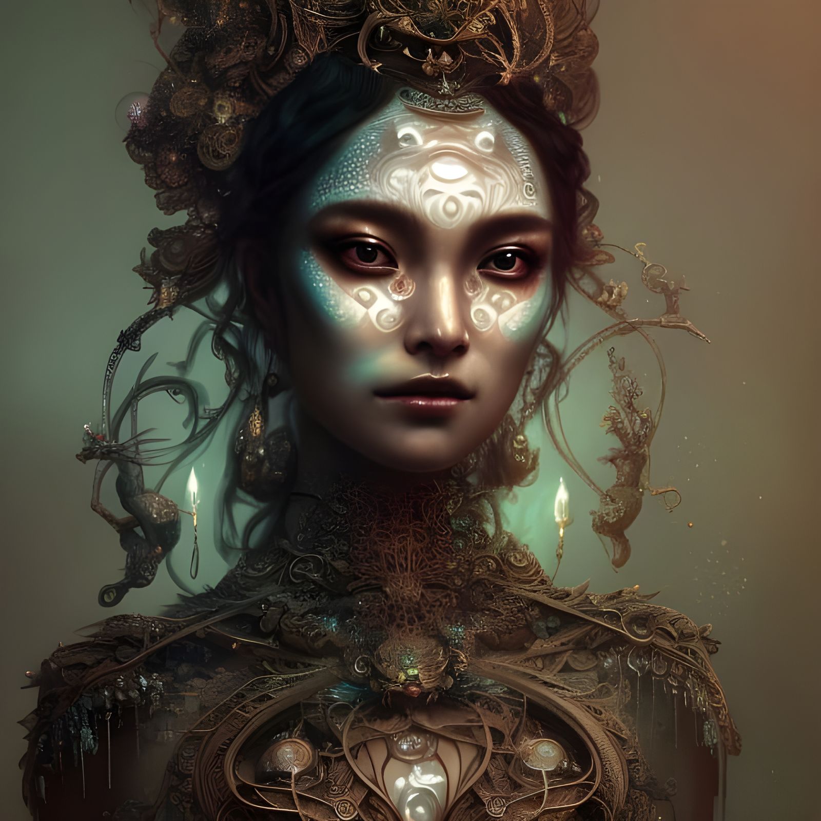 Elaborate Moon Goddess Portrait in Fantasy Art Style