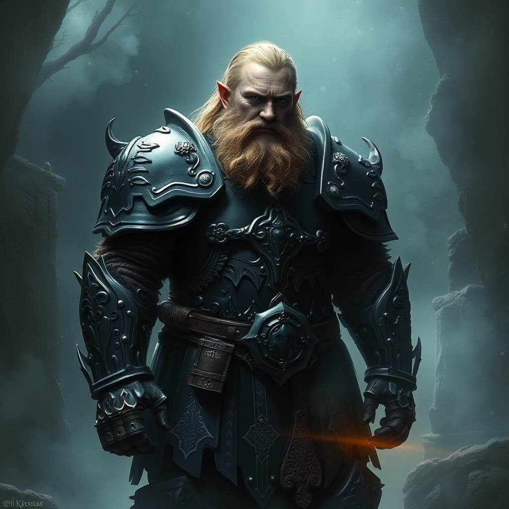 Dwarf Warrior in Mystical Realm as Fantasy Art