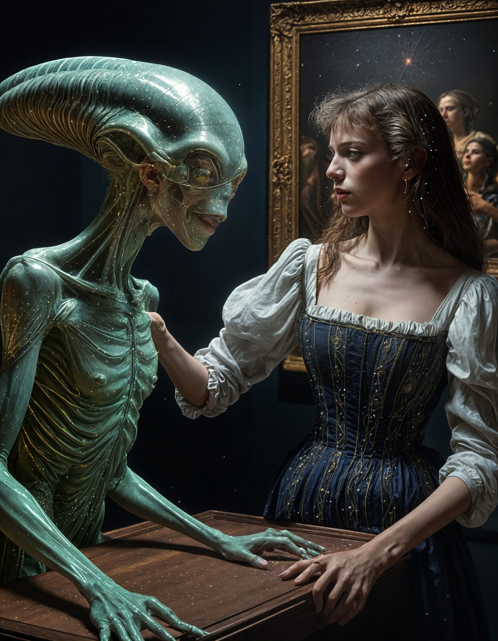 Old Masters' Night Party in Hyperrealism