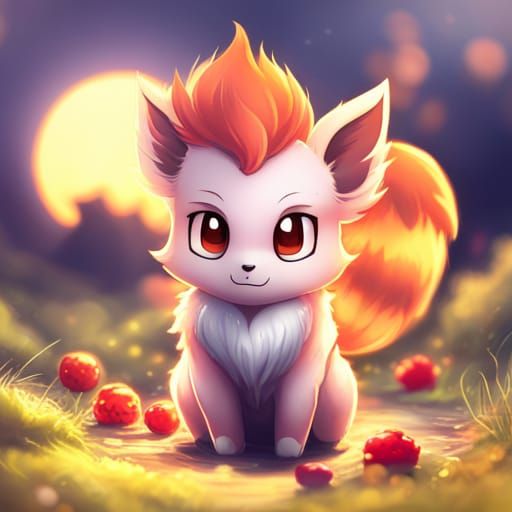 Adorable Chibi Vulpix Pokemon in 3D Digital Art