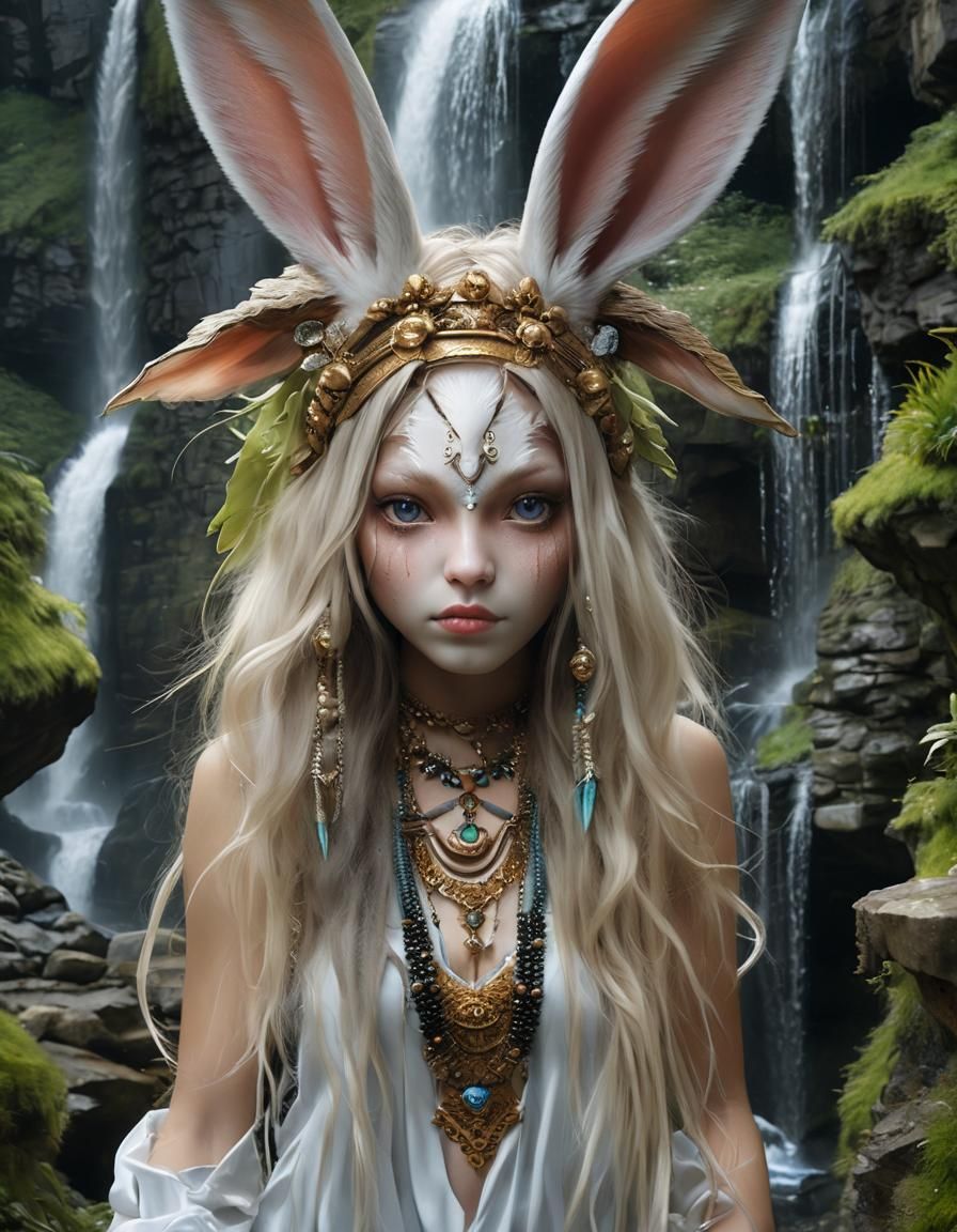 Exotic Surreal Portrait of a Bunny-Woman
