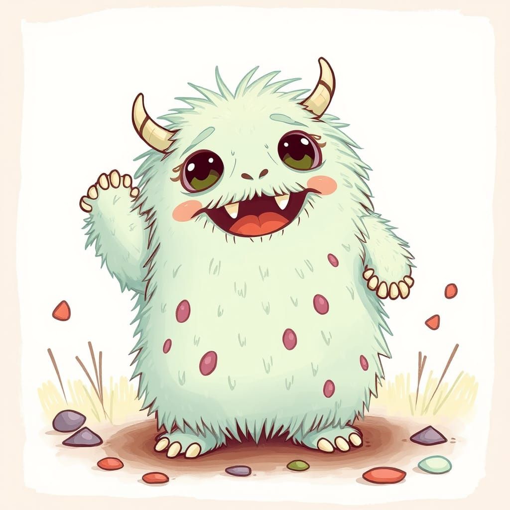 Whimsical Fluffy Creature Spreads Joy