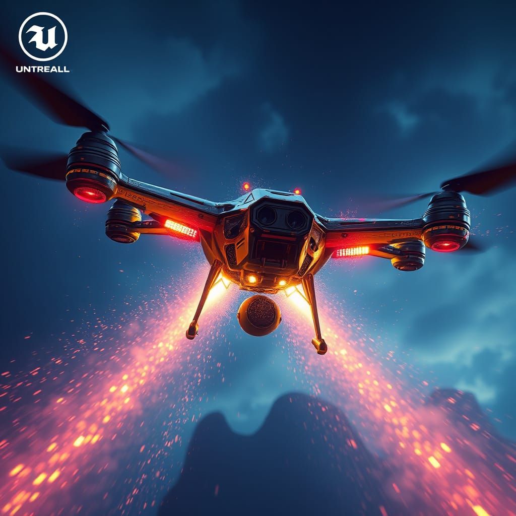 Detailed Matte Painting of a Drone Attack