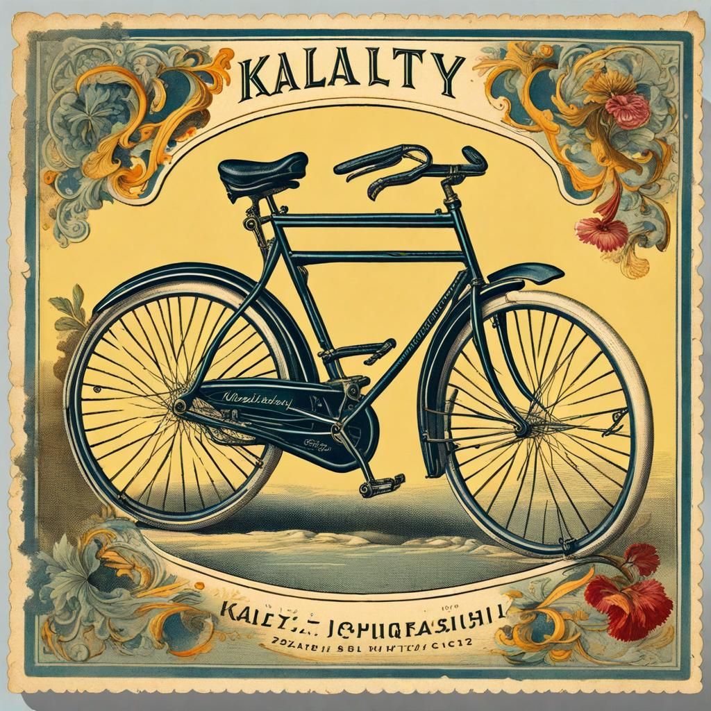 19th-Century Bicycle Postcard in Hyperrealistic Splash Art