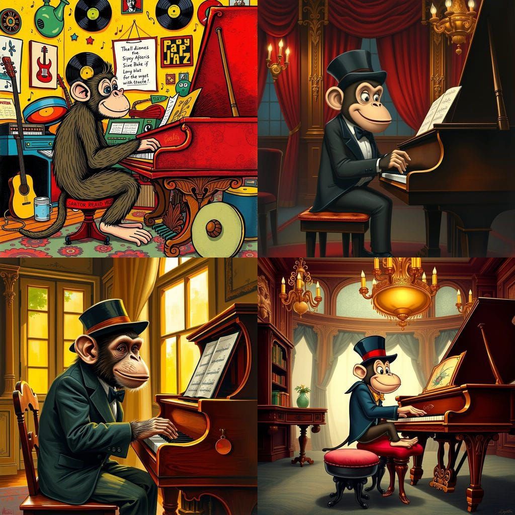 Playful Monkey at the Piano