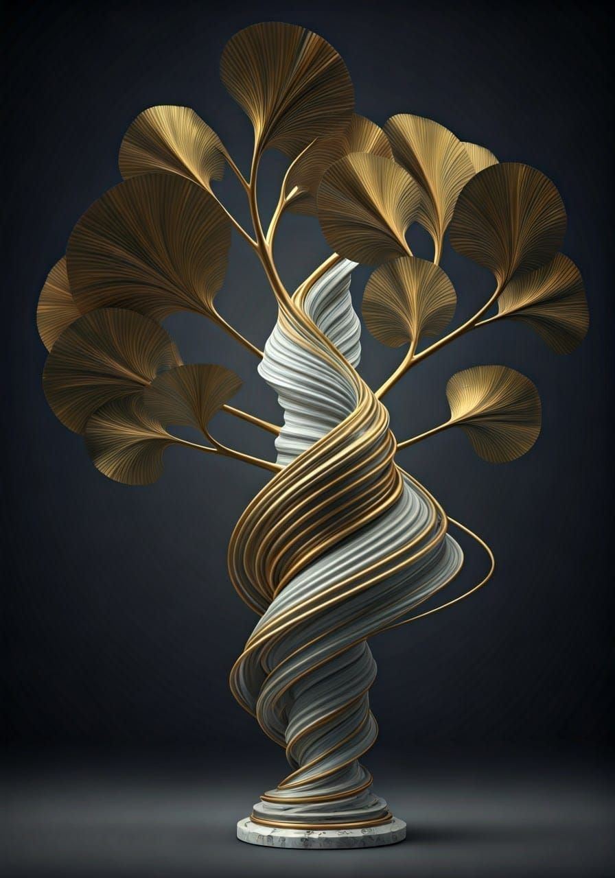 Abstract sculpture made of steel and bronze