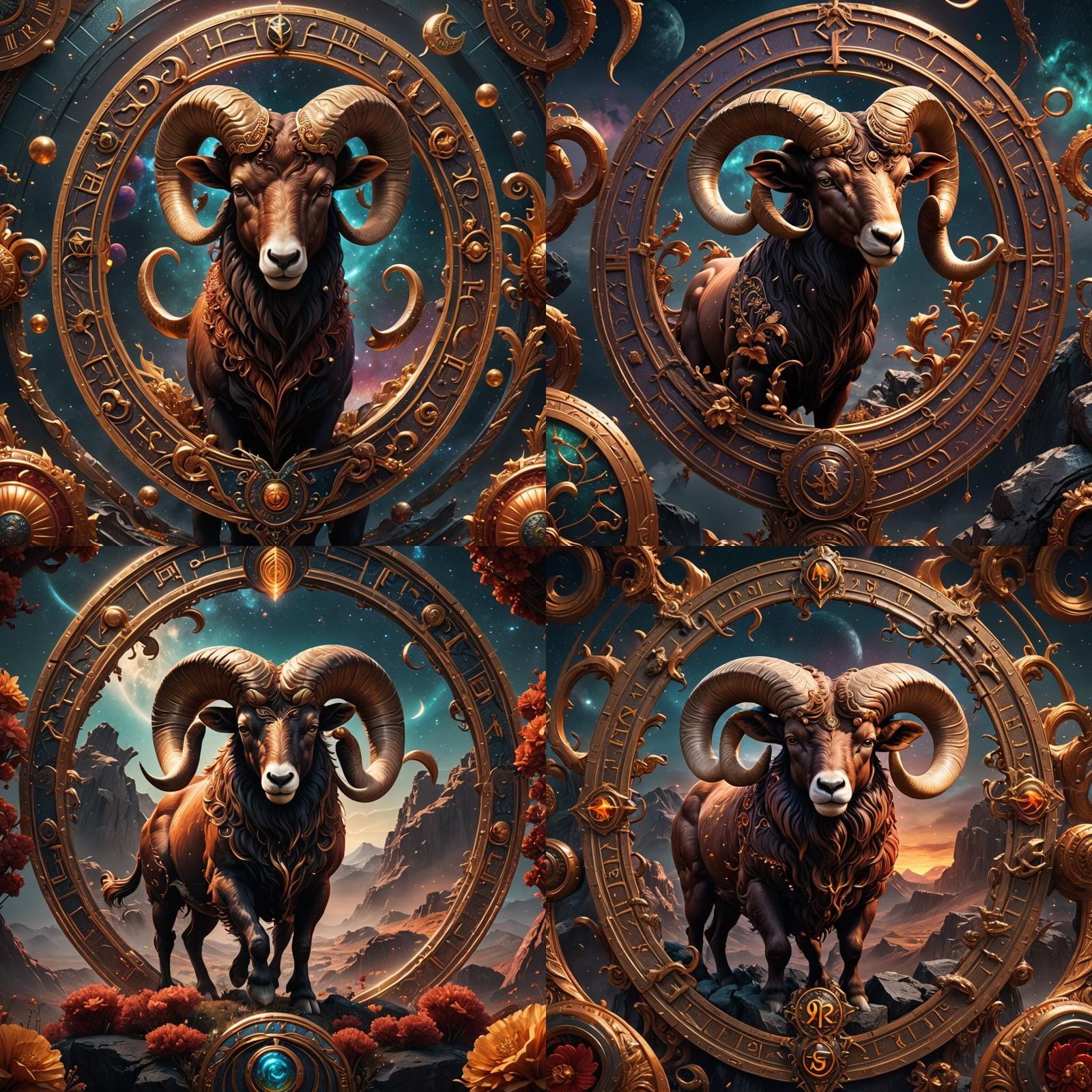 Aries Zodiac Sign in Detailed Matte Painting