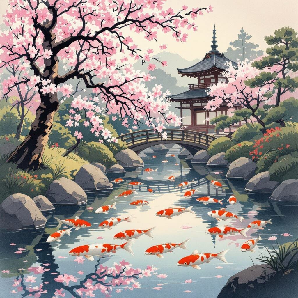 Serene Japanese Garden in Springtime