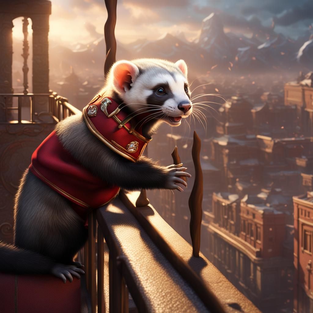 Ferret Cheering for Chiefs: Detailed Matte Painting