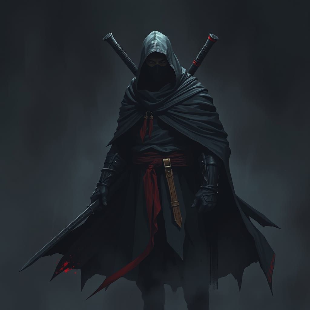 Dark Ninja Warrior in Eerie Setting