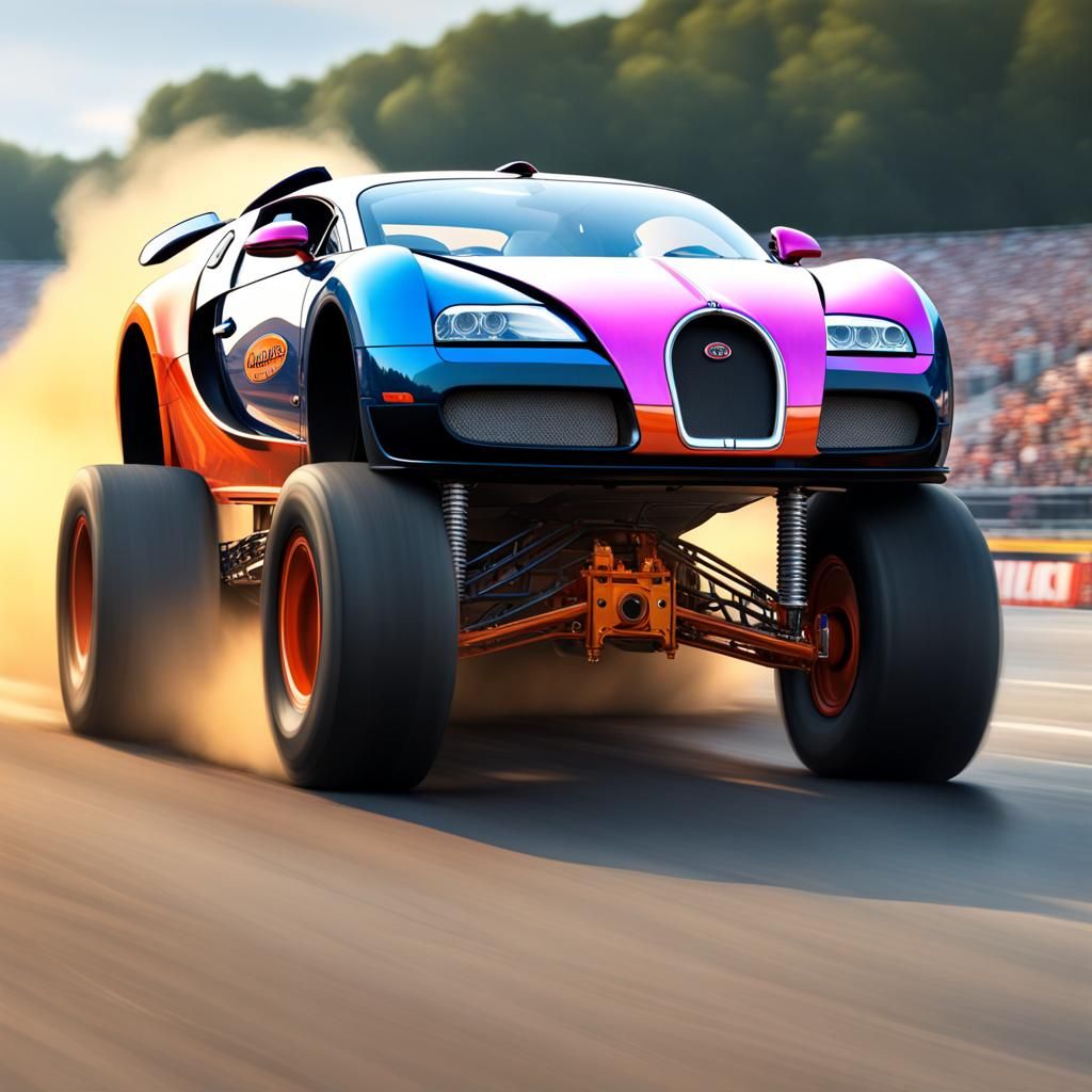 Bugatti Veyron Monster Truck Drag Race