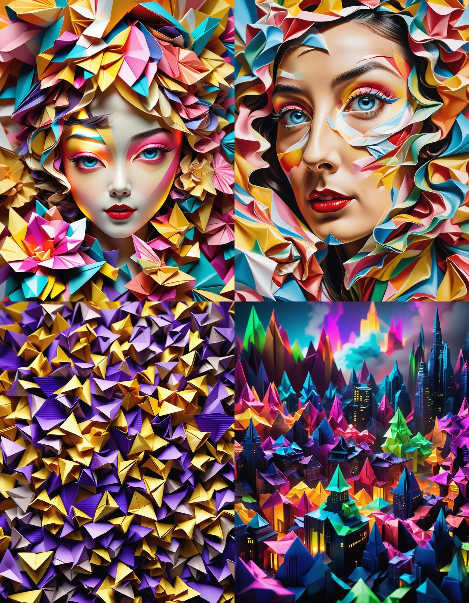 Epic Origami Paper Folds in 3D Digital Art