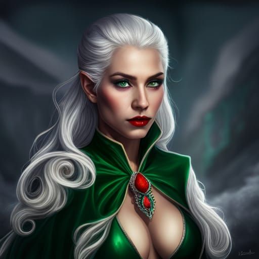 Mysterious Elf in Green Cloak: Fantasy Art