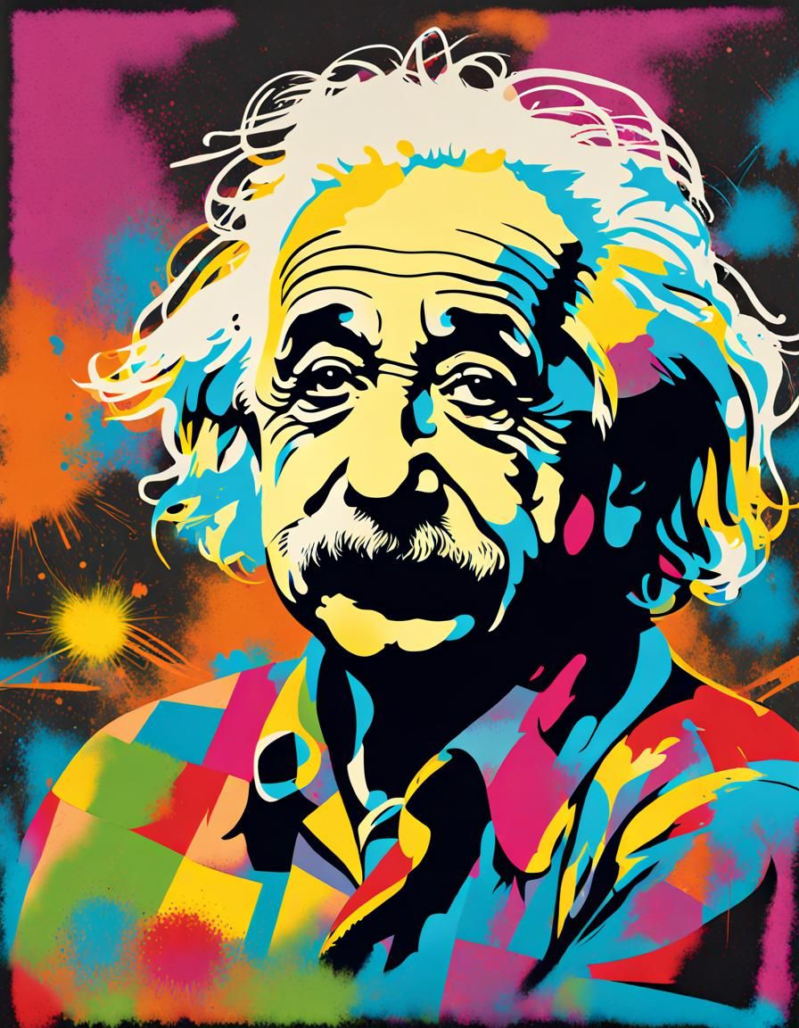 Albert Einstein Graffiti Portrait in Pop Art Style