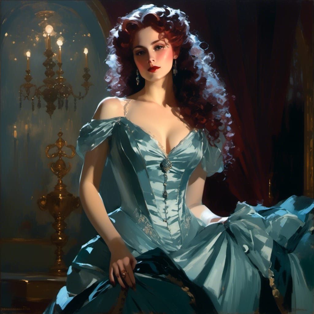 Victorian Vampire Mina Harker in Dreamy Vignette Style