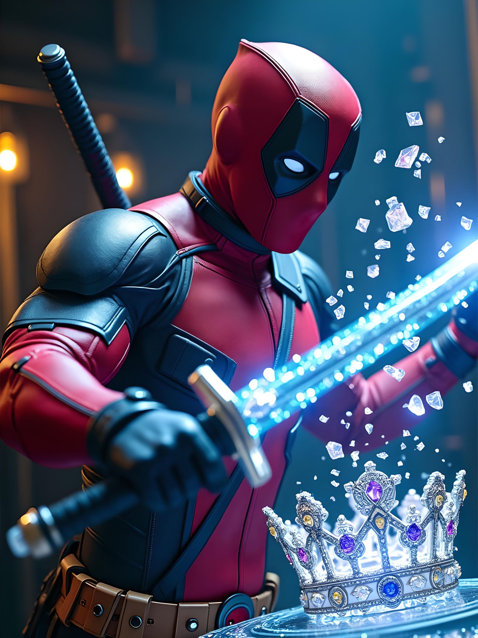 Deadpool Steals Crown Jewels: Cyberpunk Action Scene