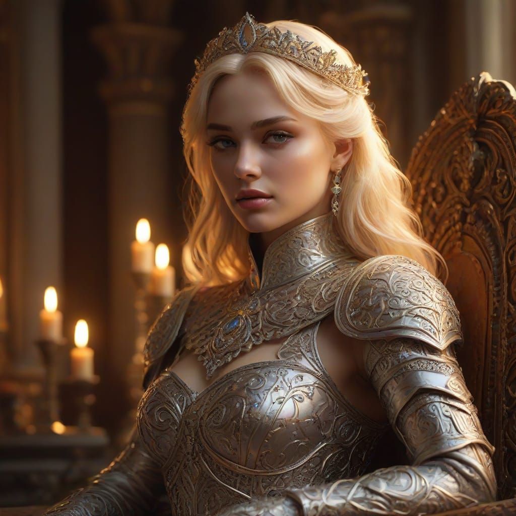 Ethereal Fantasy Knight in Golden Illumination