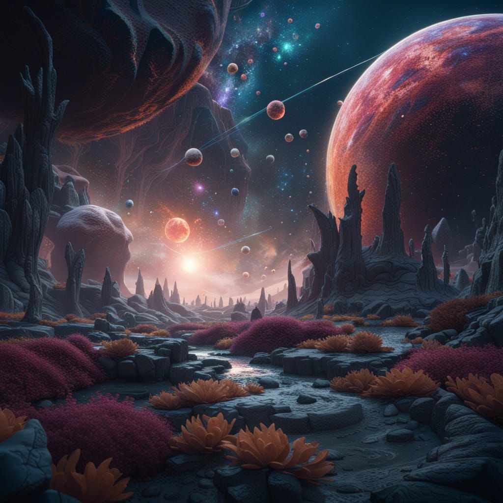 Detailed Universe Matte Painting in Deep Color