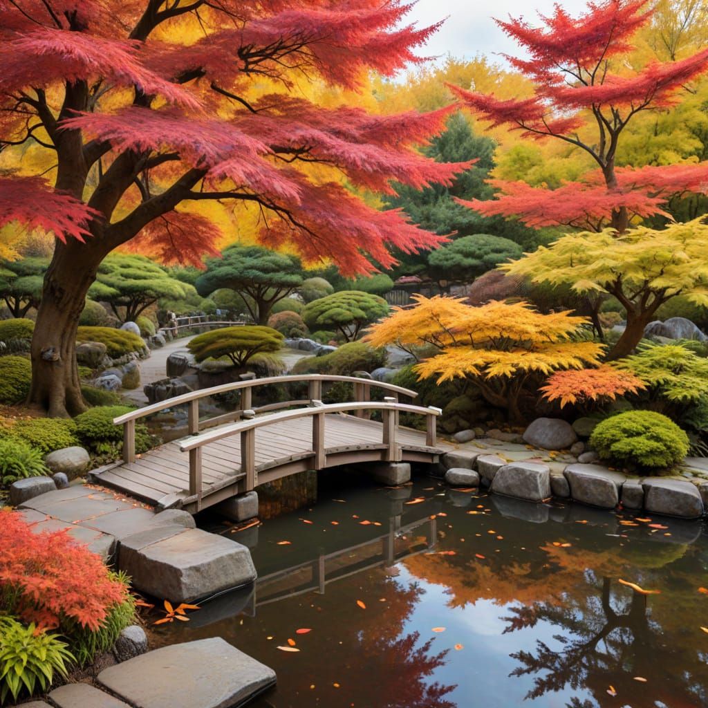 Autumn Serenity: Japanese Garden in Golden Light