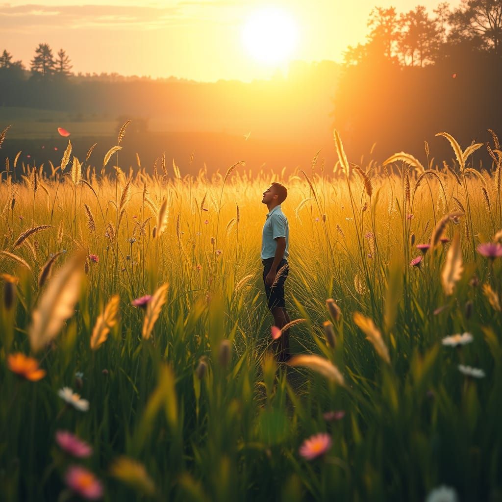 Ethereal Summer Solstice Landscape in Whimsical Style