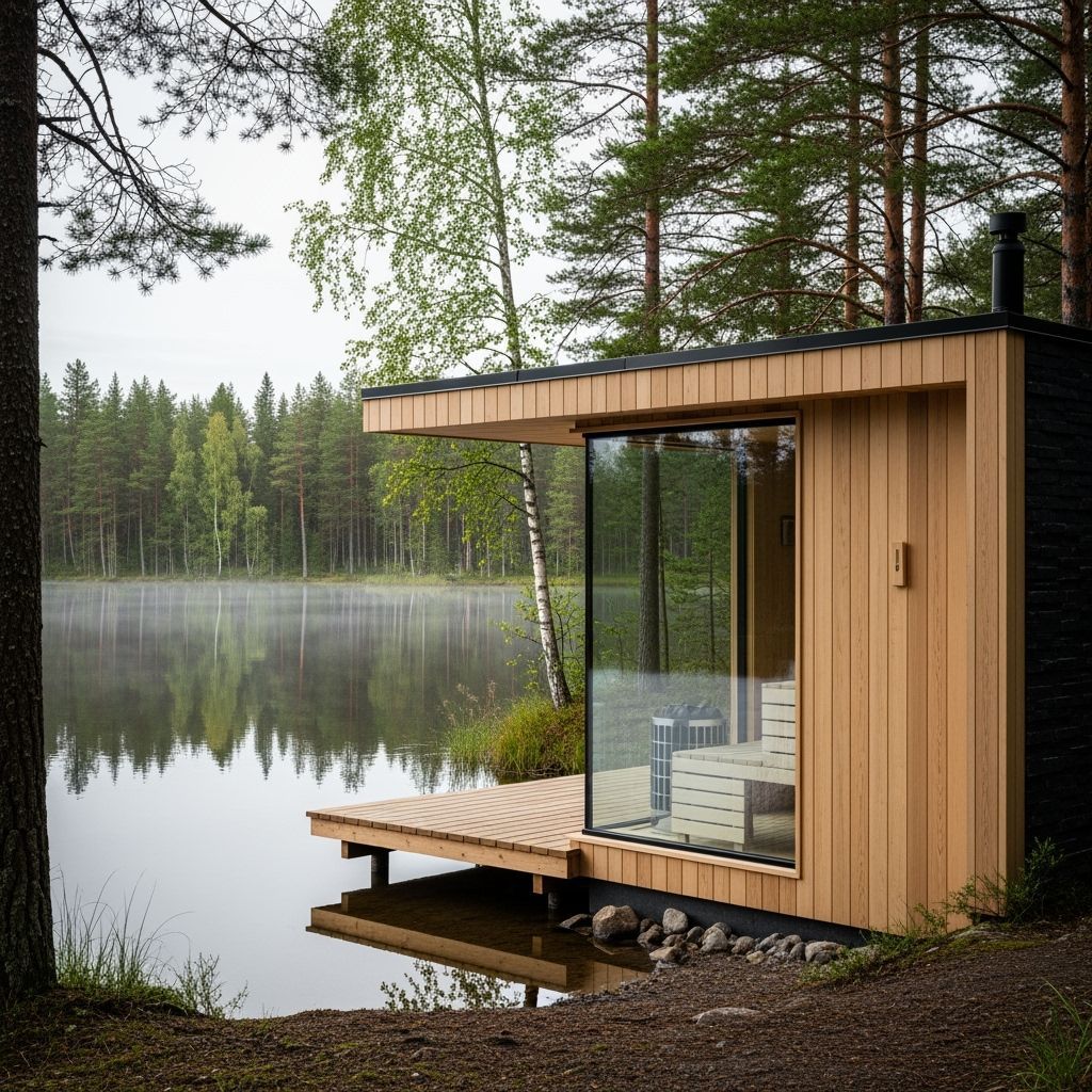 Modern Minimalist Sauna by Forest Lake