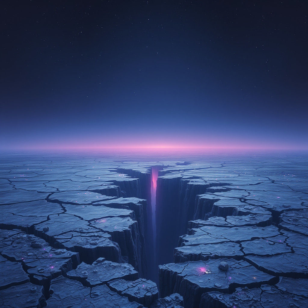 Apocalyptic Earth Split in Two with Amethyst Belt