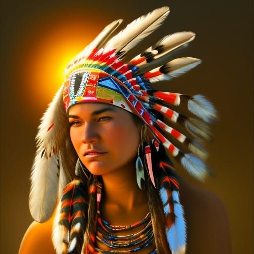 Beautiful Cherokee Woman in Traditional Dress