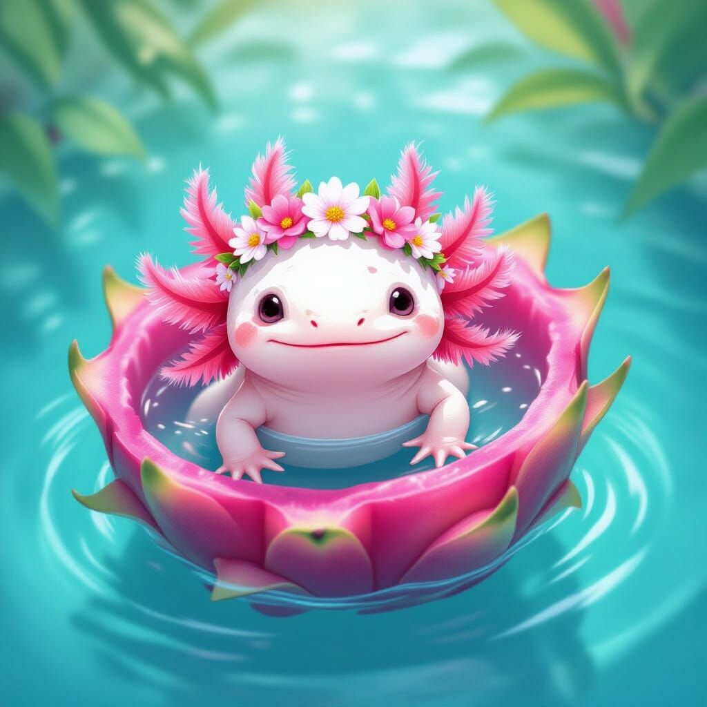Axolotl in Dragon Fruit Dreamscape