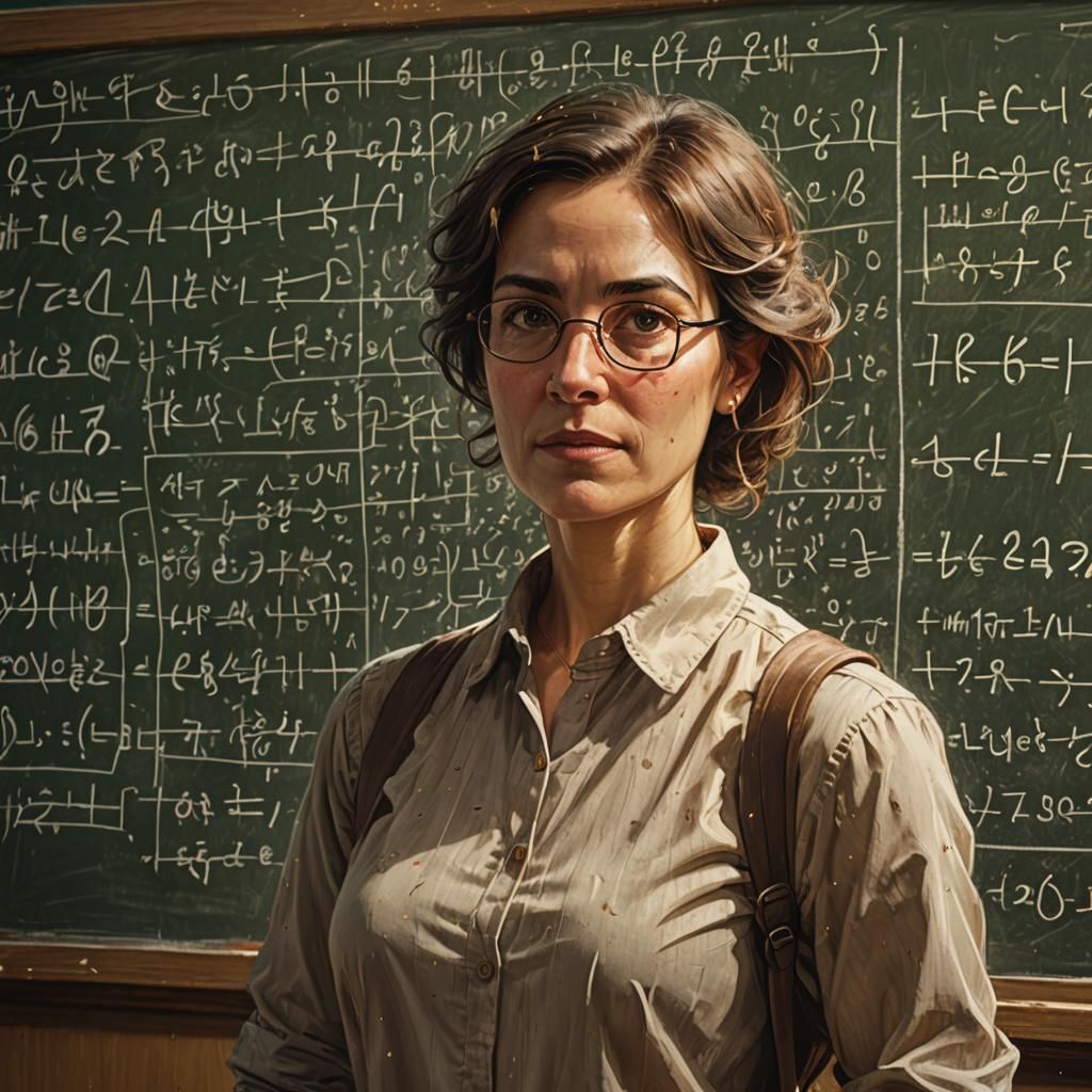 Stern Teacher in Classroom: Realistic Concept Art