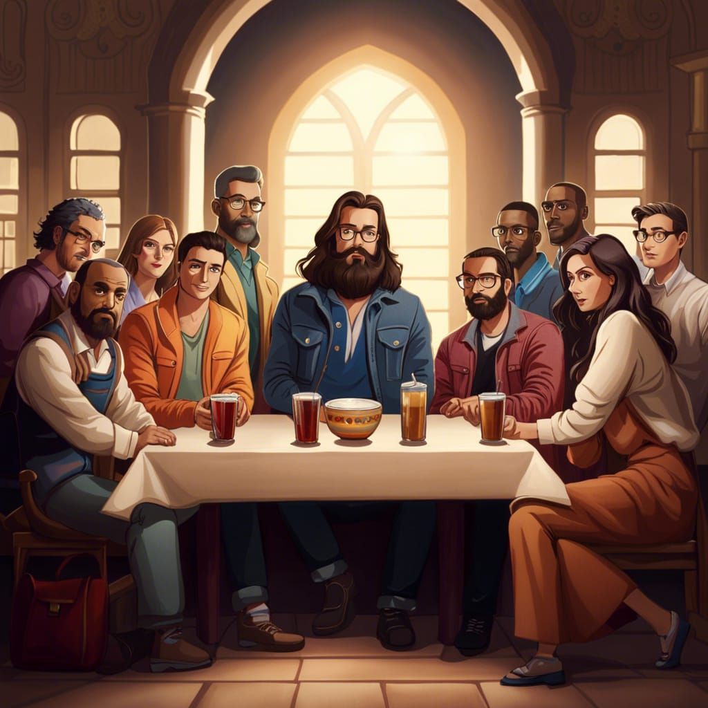 Hipster Jesus Selfie at Last Supper