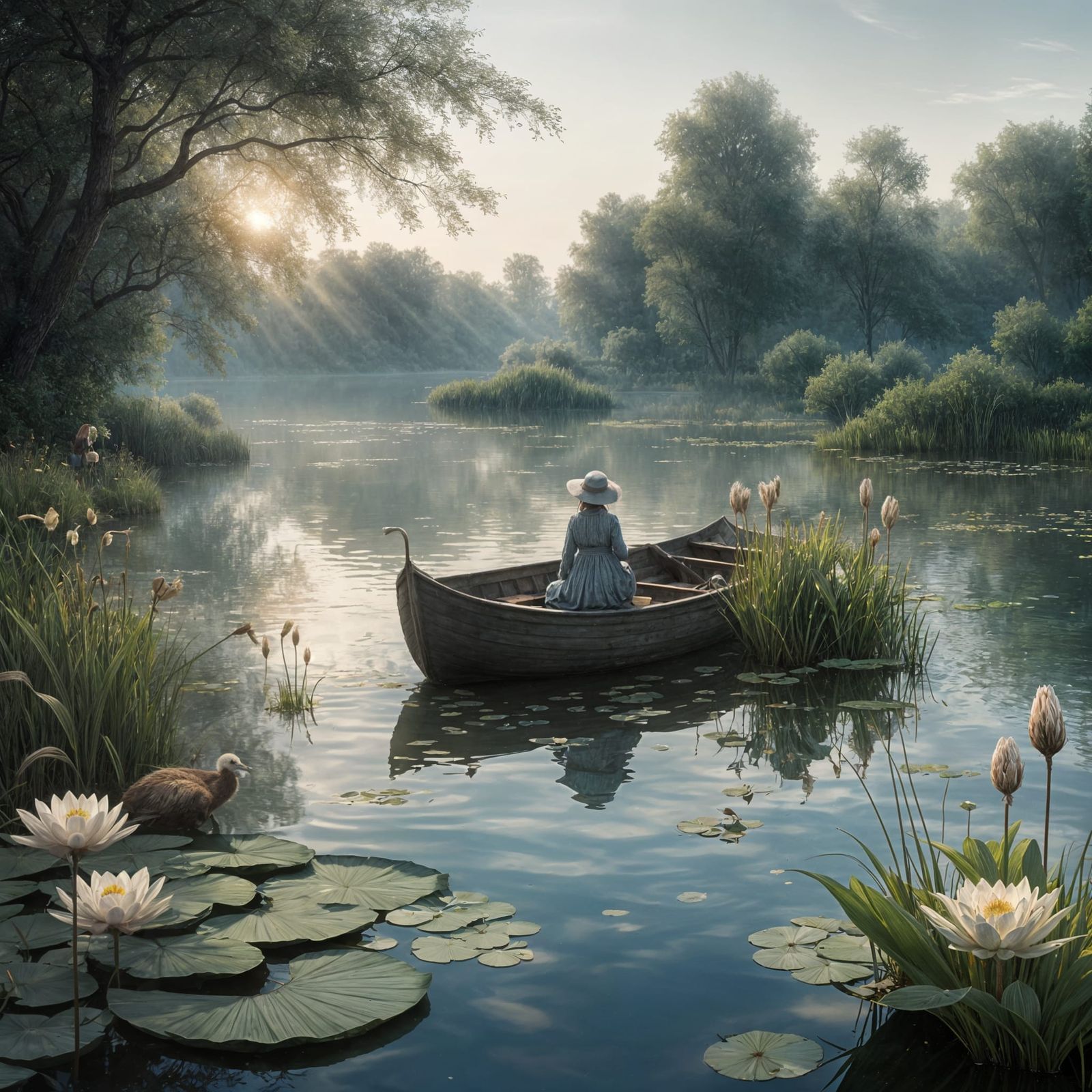 Enchanted Lake Scene in Soft Evening Light