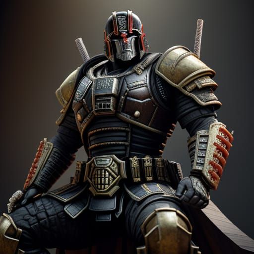 Epic Samurai Judge Dredd Defends the Emperor in Ivory Throne