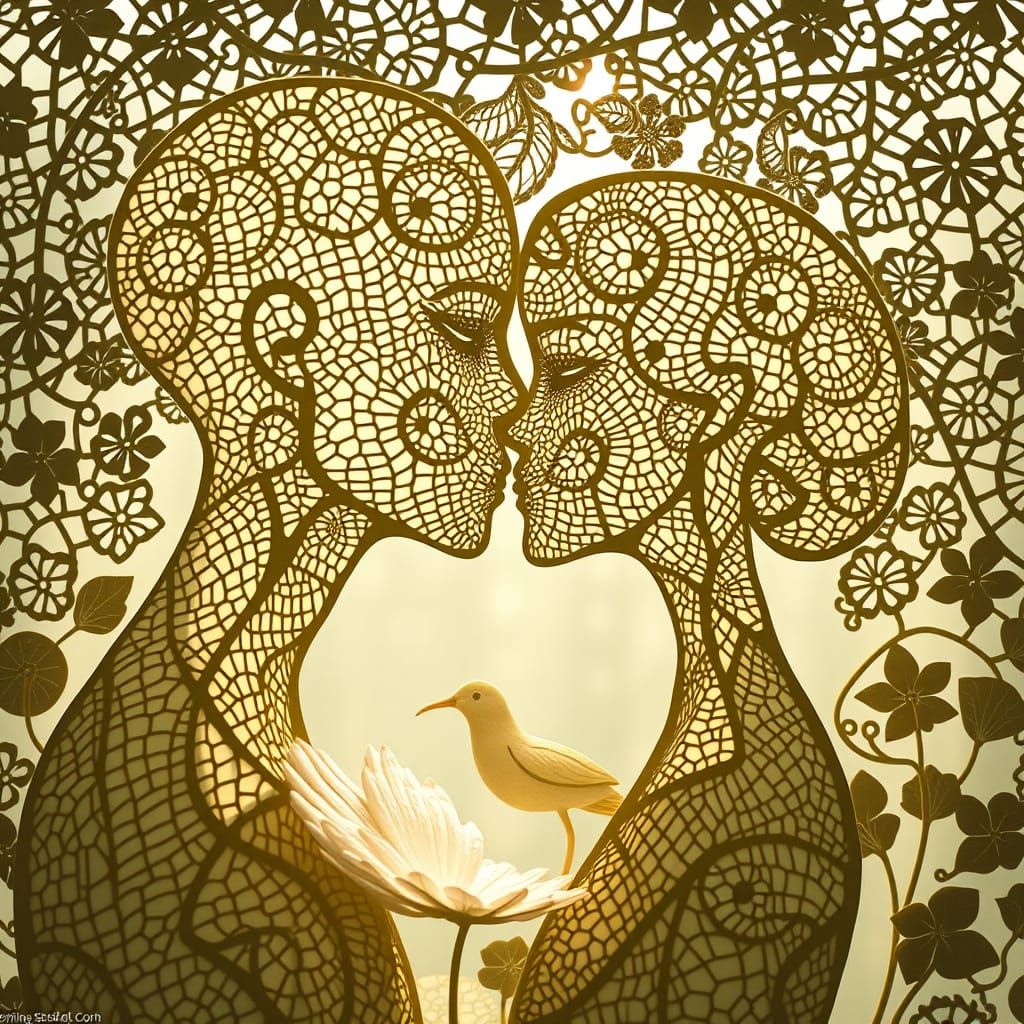 Ethereal Intimacy in Whimsical Filigree Wonderland