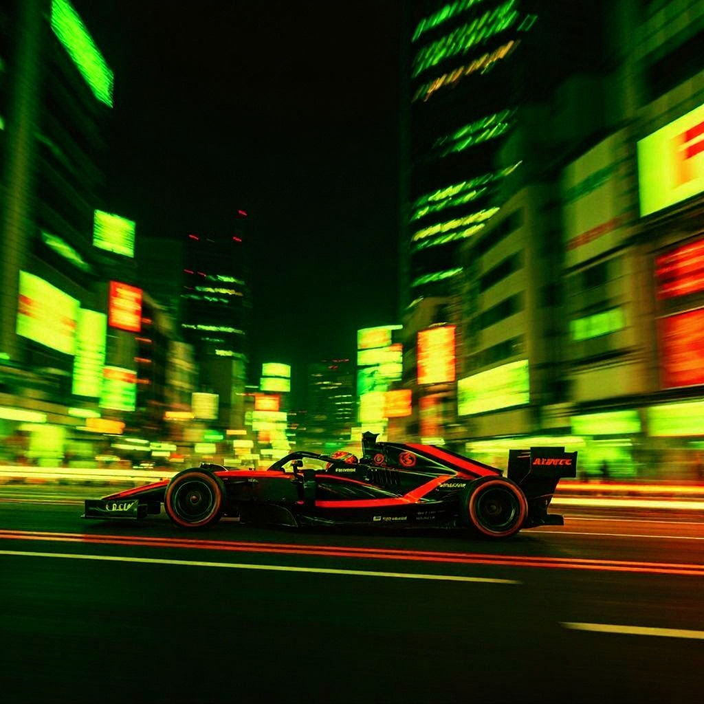 Night Racing in Tokyo with Neon Lights